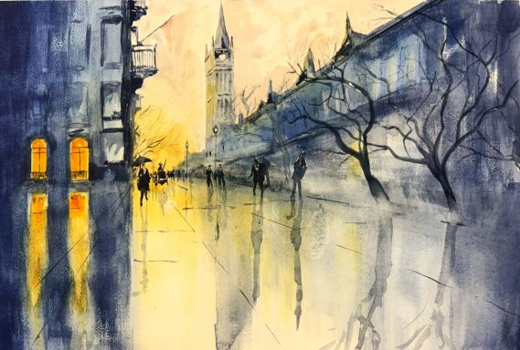 Wet Evening in Town